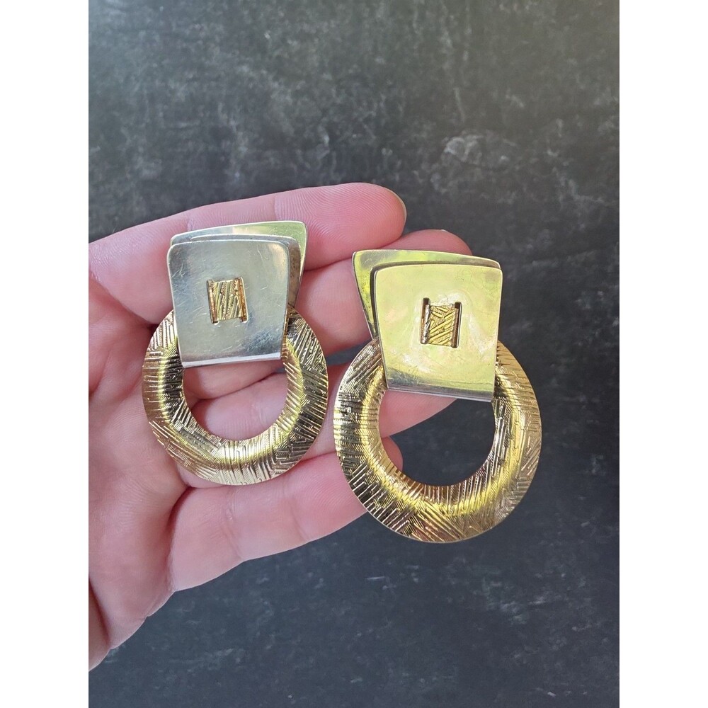 Kathleen Doyle & Tom Reardon 925 Vermeil Modernist Textured Earrings Vintage